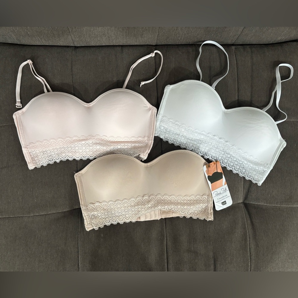 Lace Trim Strapless Bralette Set
